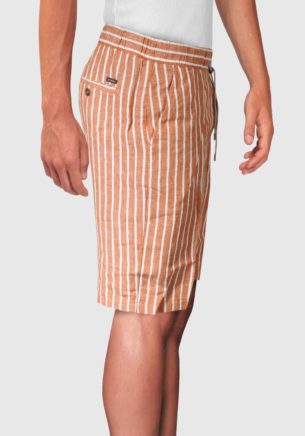 Primo Emporio Bermuda rigato con laccio in Lino Promozione