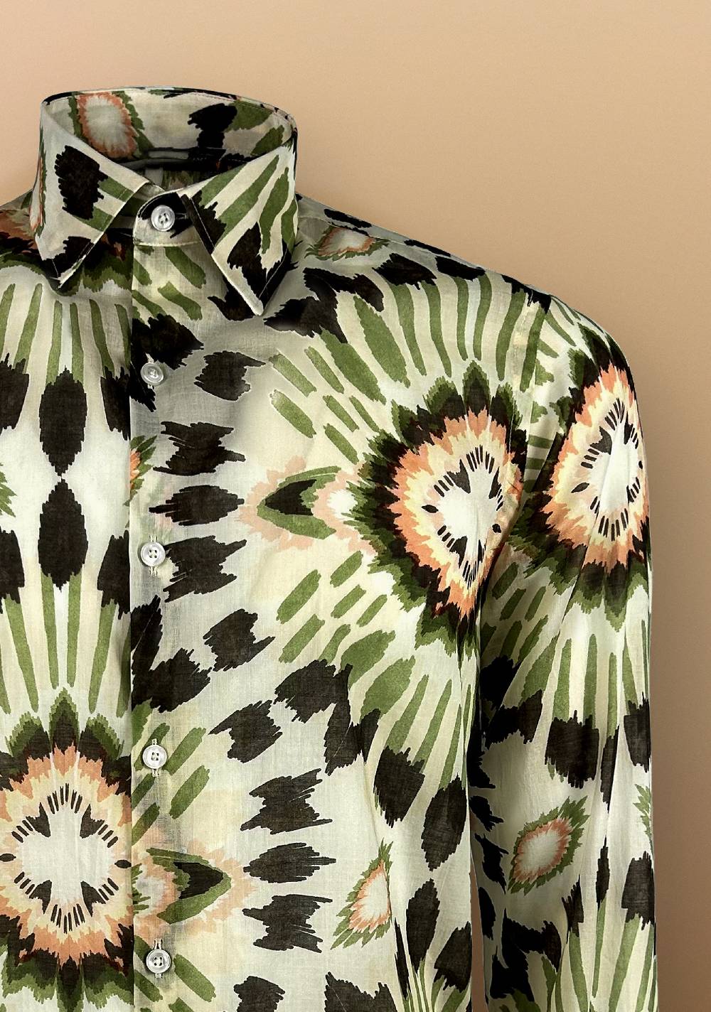 Primo Emporio Camicia in Mussola di cotone con stampa verde Prezzo Ridotto