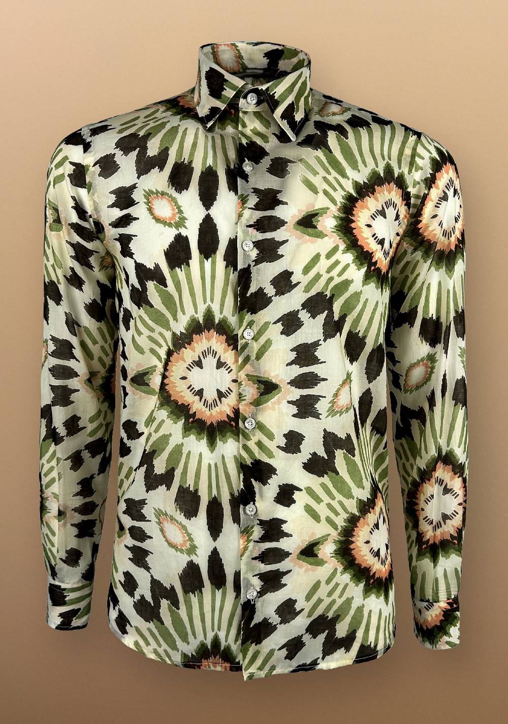 Primo Emporio Camicia in Mussola di cotone con stampa verde Prezzo Ridotto