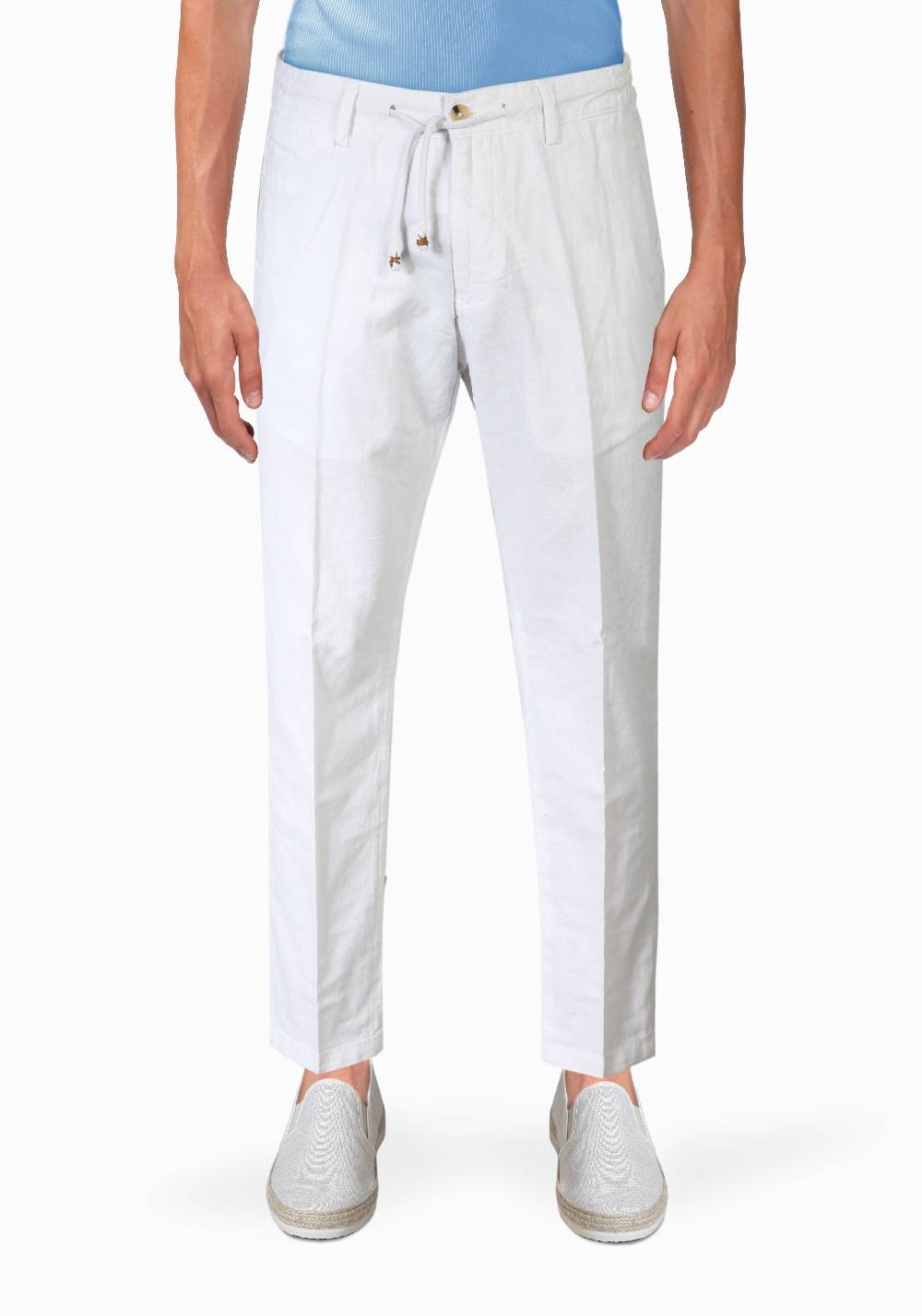 Primo Emporio Pantalone con Laccio e Bottoni - Bianco Outlet