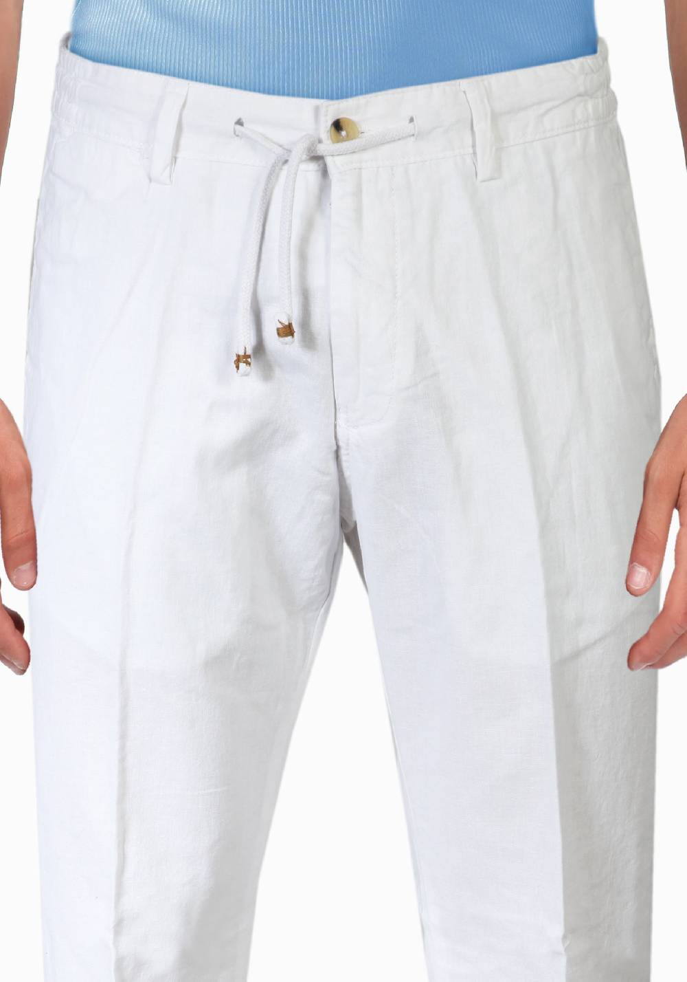 Primo Emporio Pantalone con Laccio e Bottoni - Bianco Outlet