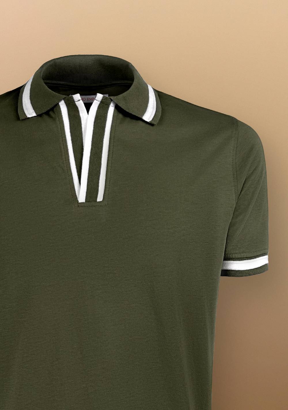 Primo Emporio Polo senza bottoni con riga a contrasto In Linea