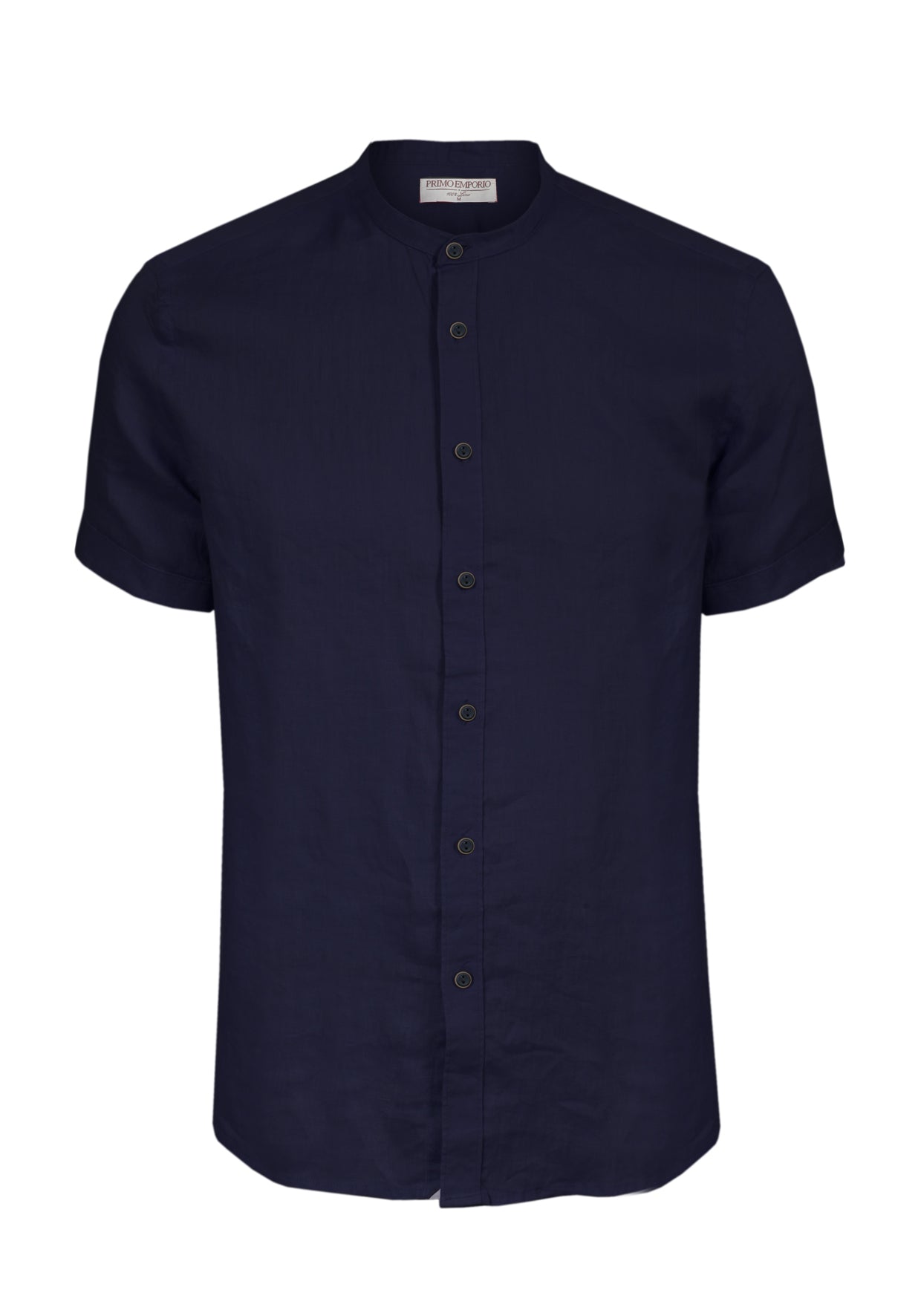 Primo Emporio Camicia di Lino Coreana Mezza Manica - Blue Saldi