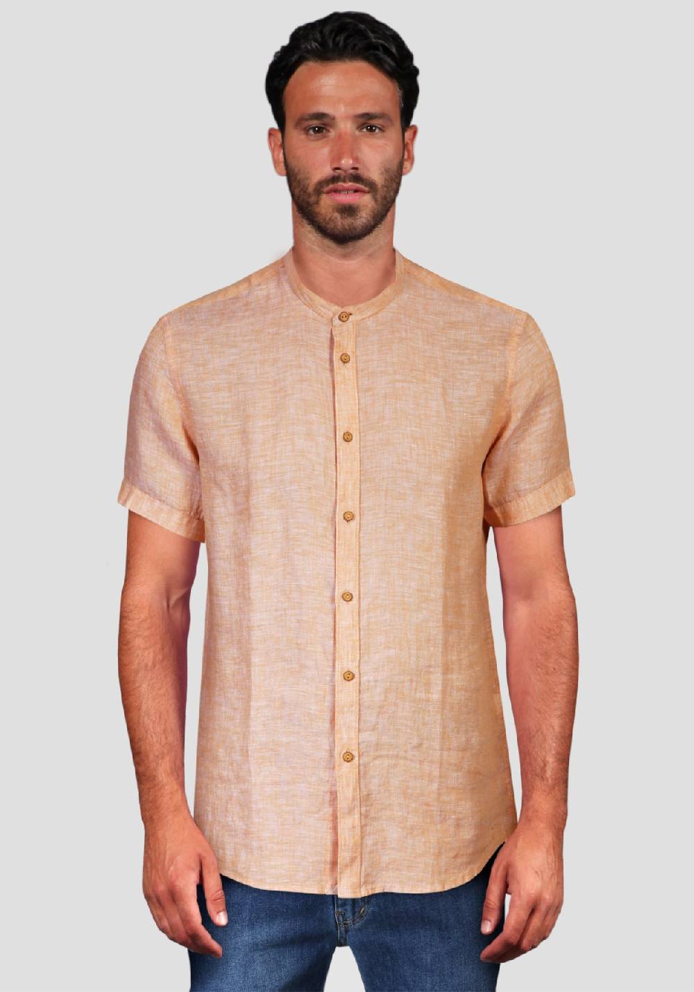 Primo Emporio Camicia di Lino mezza manica collo coreano Hotsell