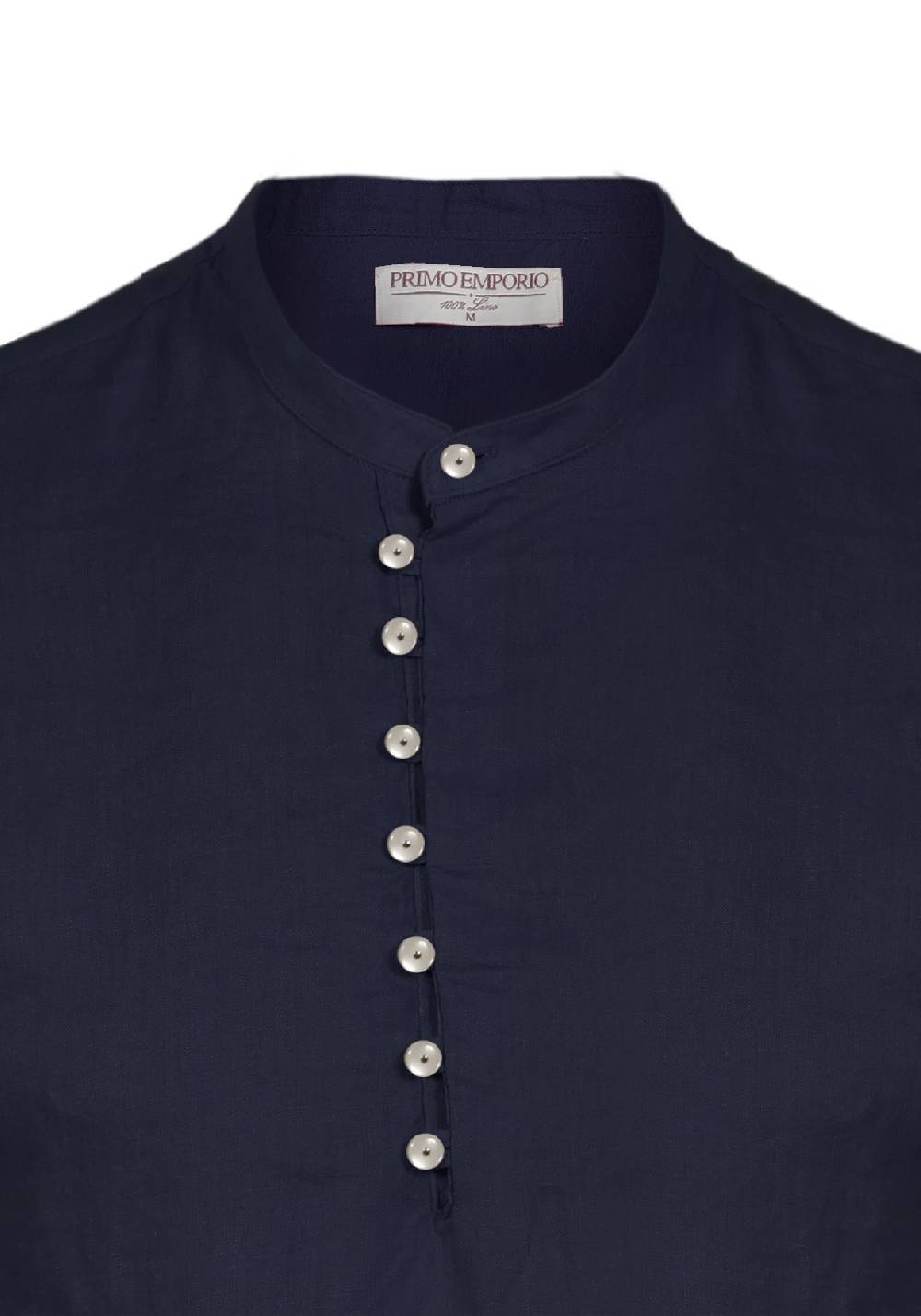 Primo Emporio Camicia di Lino manica lunga con bottoni in madreperla Saldi Di Fabbrica
