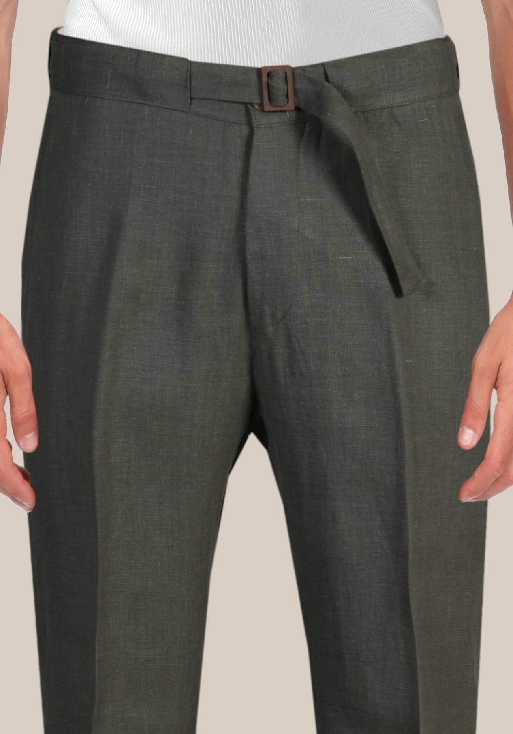 Primo Emporio Pantalone in lino con fibia Italia