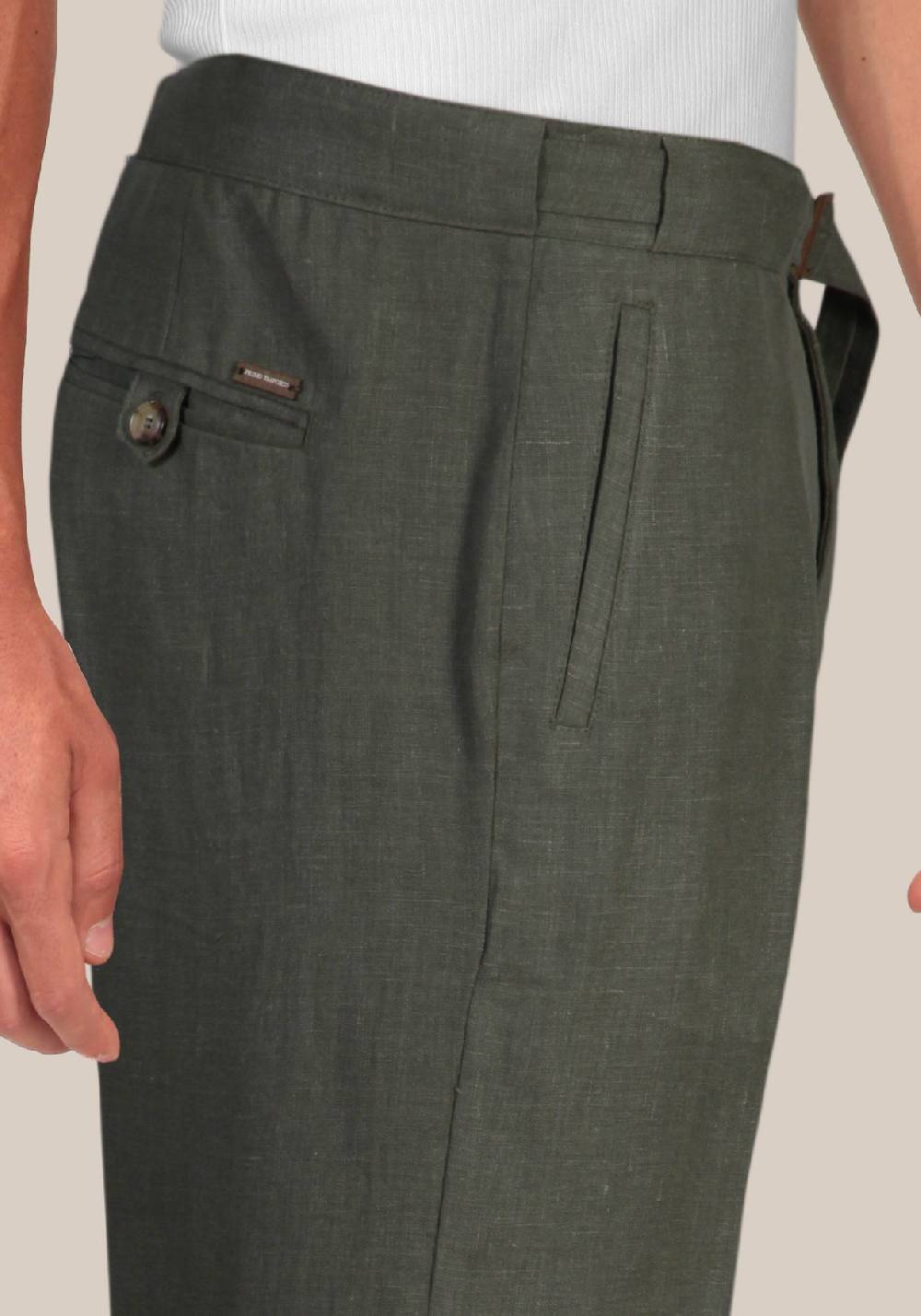Primo Emporio Pantalone in lino con fibia Italia