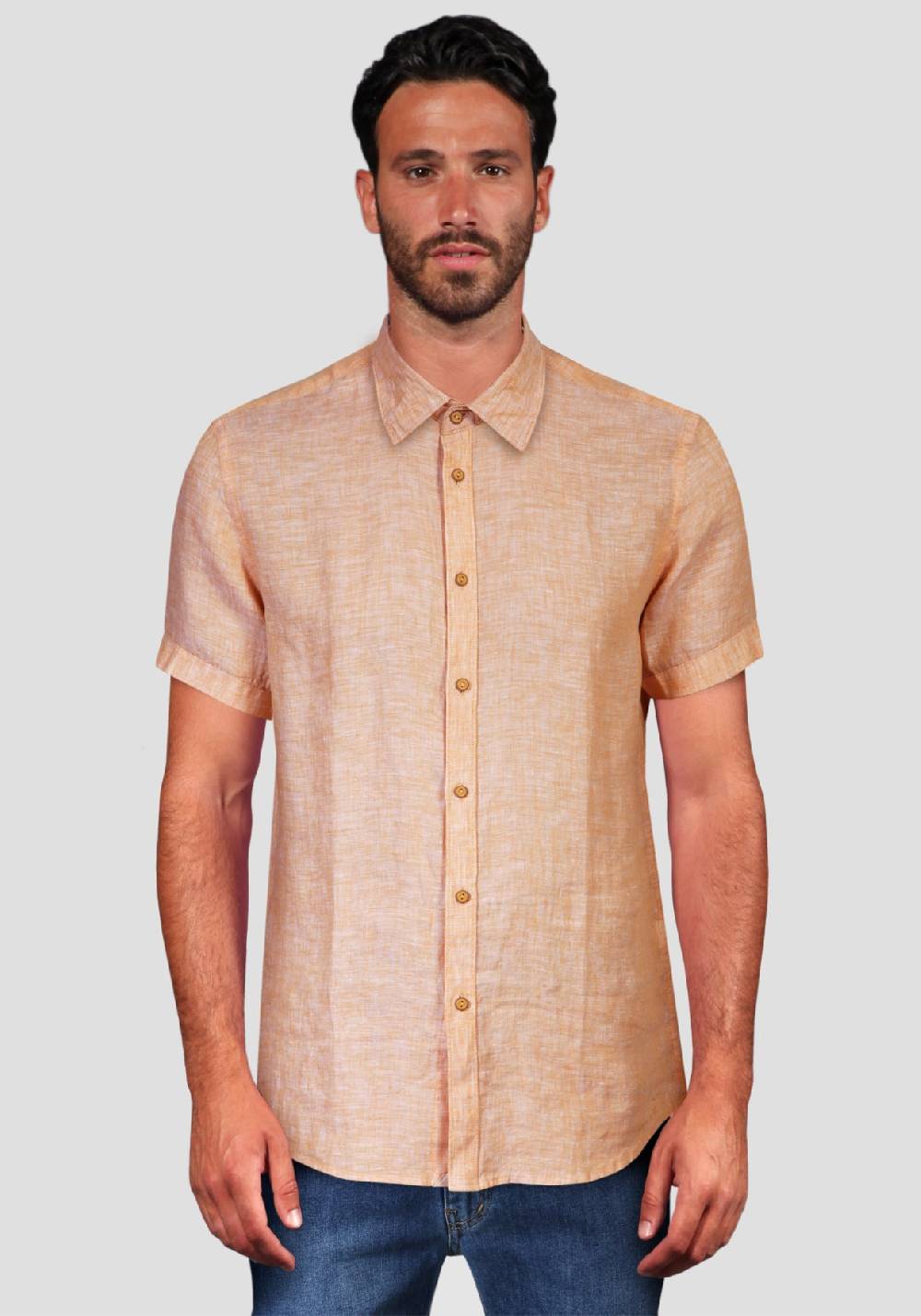 Primo Emporio Camicia Lino Mezza Manica - Arancio Shopping Online