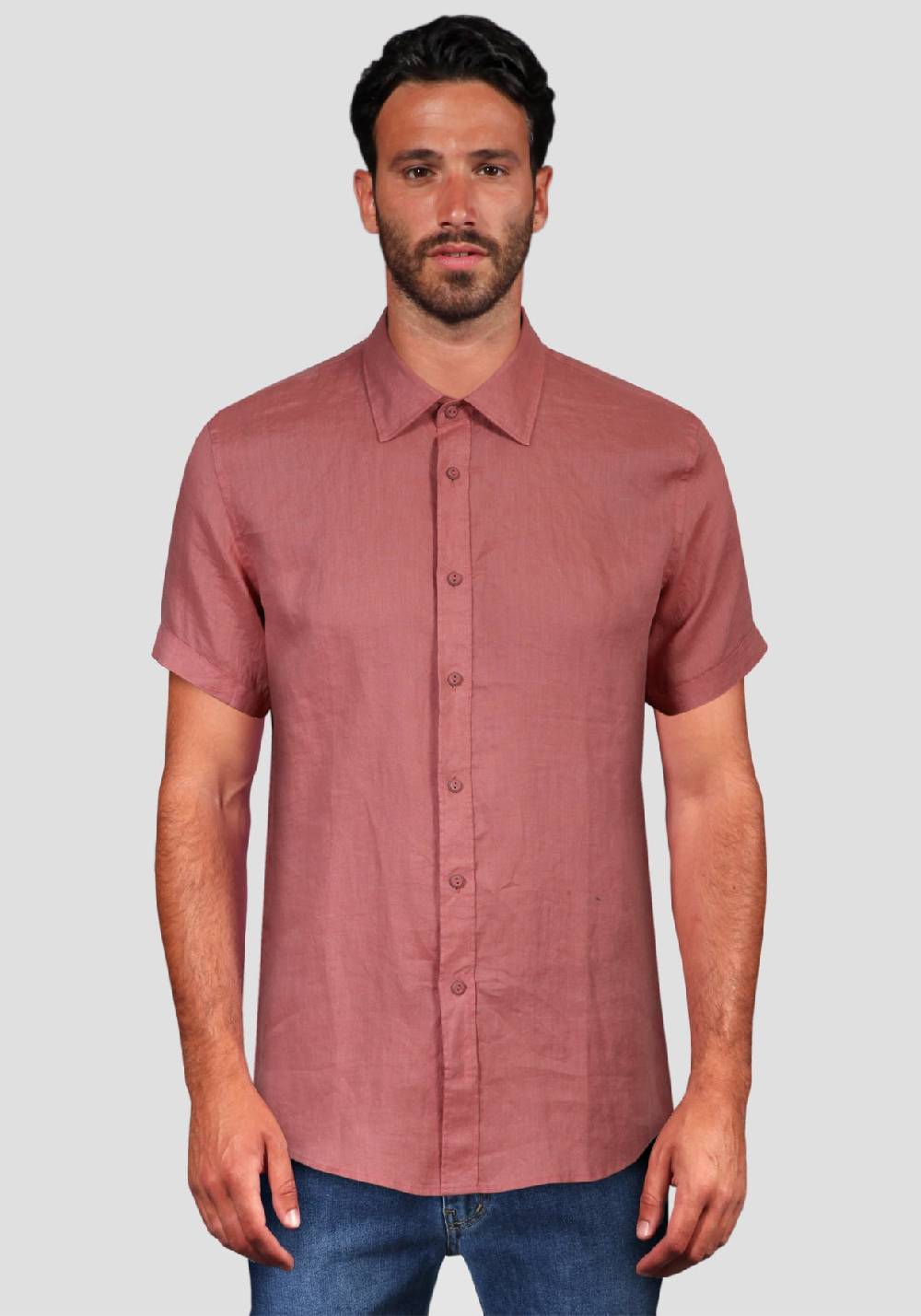 Primo Emporio Camicia Lino Mezza Manica - Mattone Prezzo Ridotto