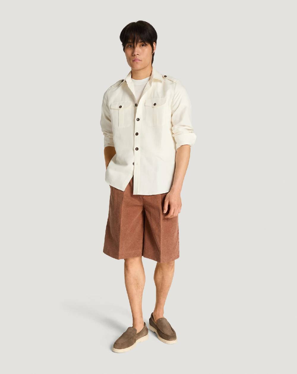 Pt Torino Bermuda in twill di cotone e lino Qualità Garantita