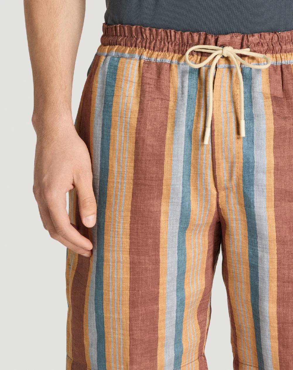 Pt Torino Bermuda in lino fluido a righe Sottocosto