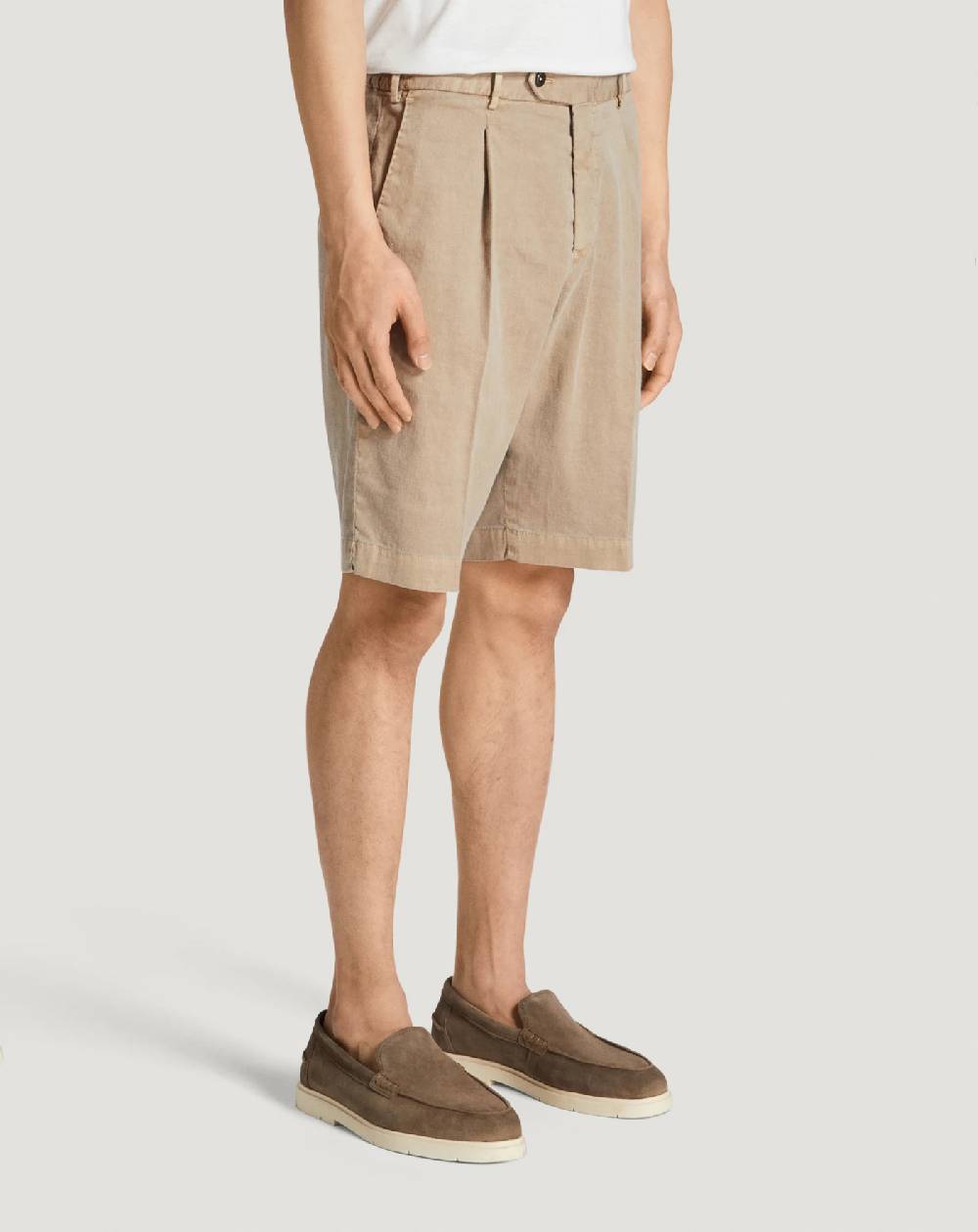 Pt Torino Bermuda in lino stretch délavé Outlet