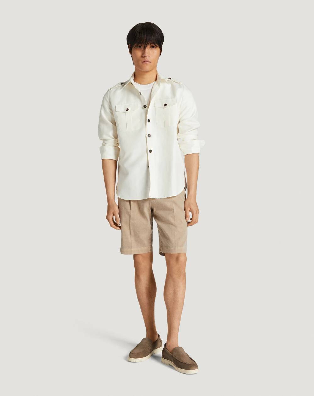 Pt Torino Bermuda in lino stretch délavé Outlet