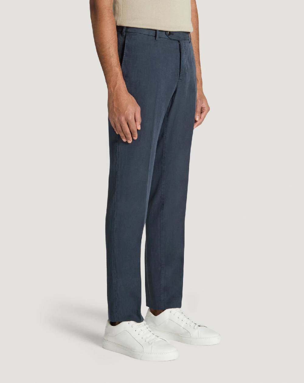 Pt Torino Pantaloni Slim in cotone e lino batavia Sostegno trimestrale