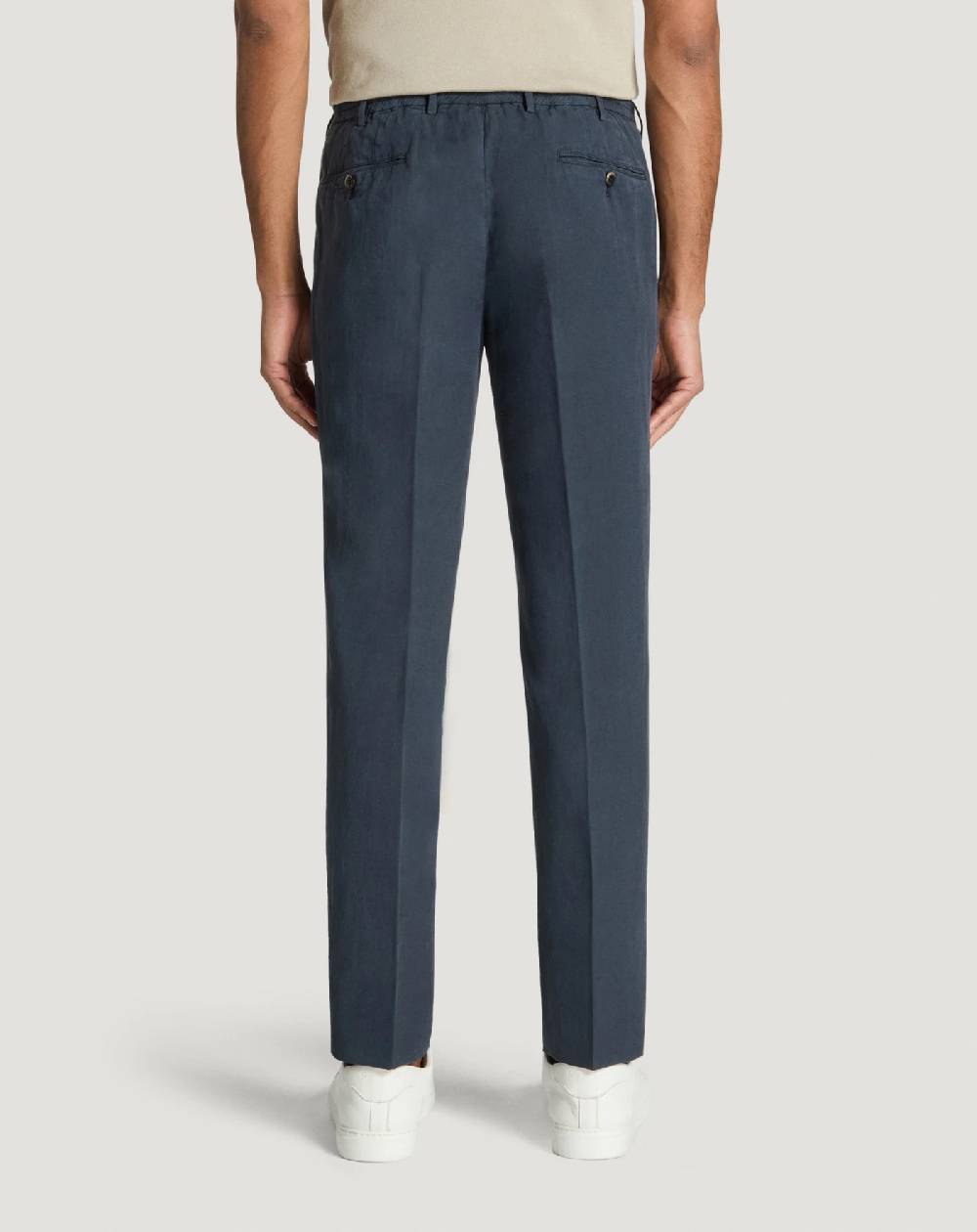 Pt Torino Pantaloni Slim in cotone e lino batavia Sostegno trimestrale
