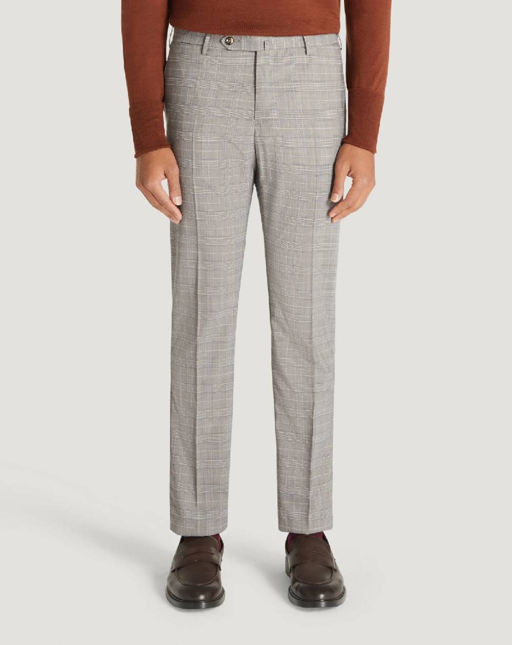 Pt Torino Pantaloni Superslim in tecno lana a quadri Vendita Economica