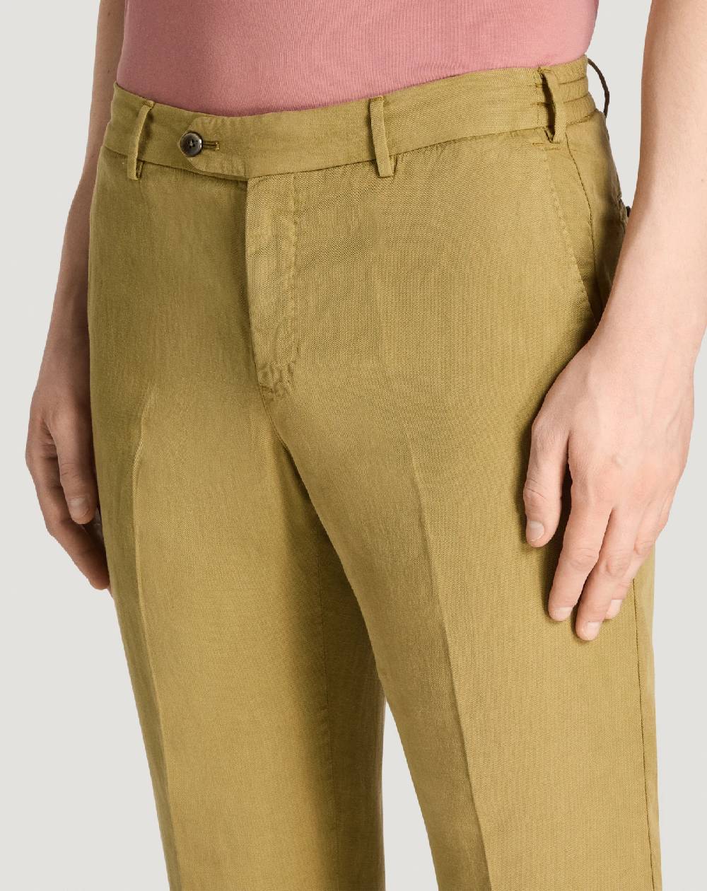 Pt Torino Pantaloni Slim in cotone e lino batavia Offerta natalizia