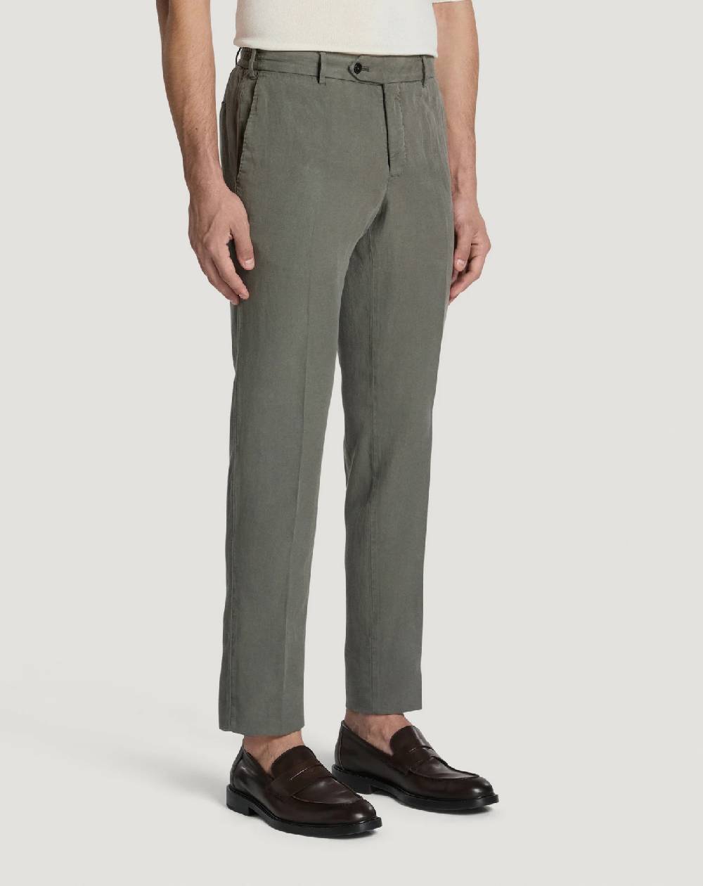 Pt Torino Pantaloni Slim in cotone e lino batavia Offerta Giorno del Papà