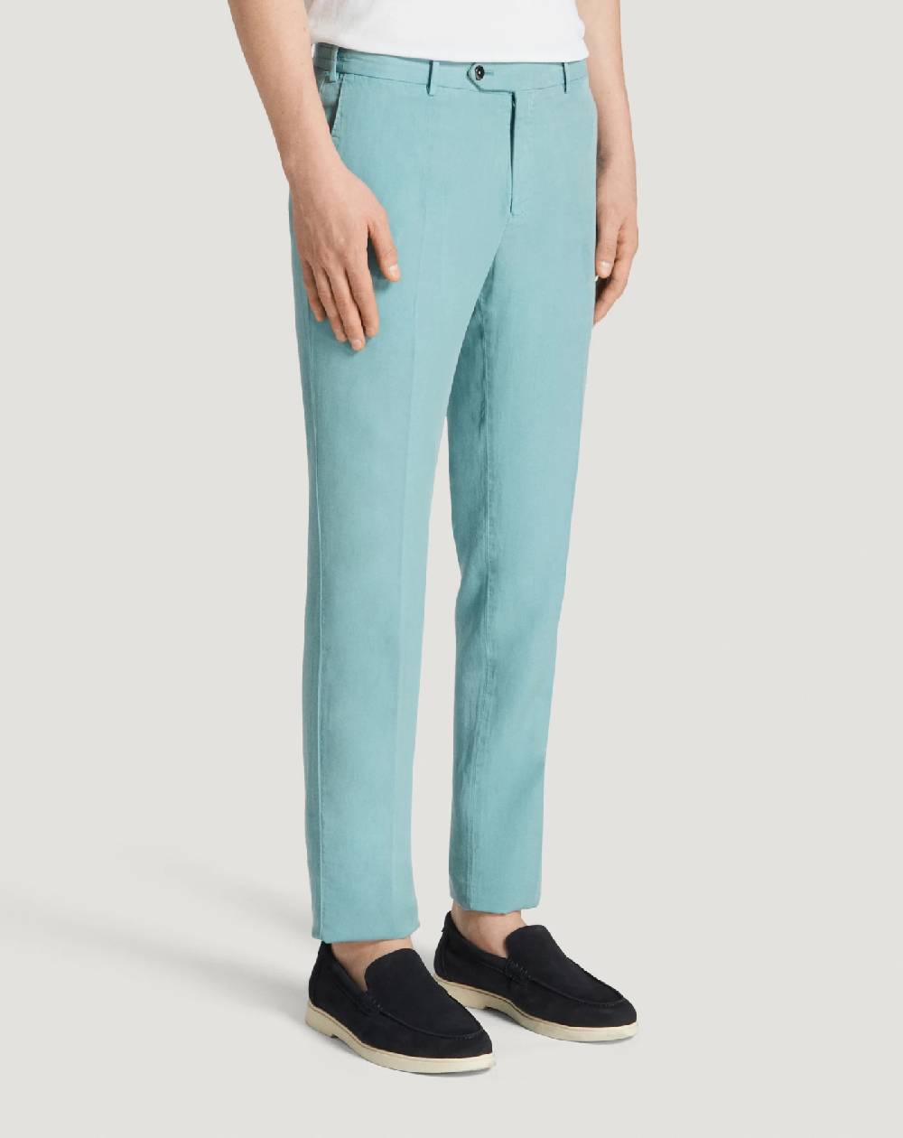 Pt Torino Pantaloni Slim in cotone e lino batavia Offerta San Valentino