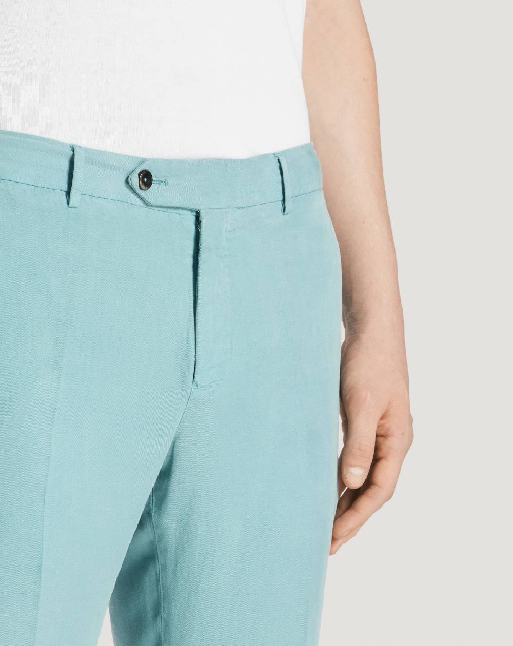 Pt Torino Pantaloni Slim in cotone e lino batavia Offerta San Valentino