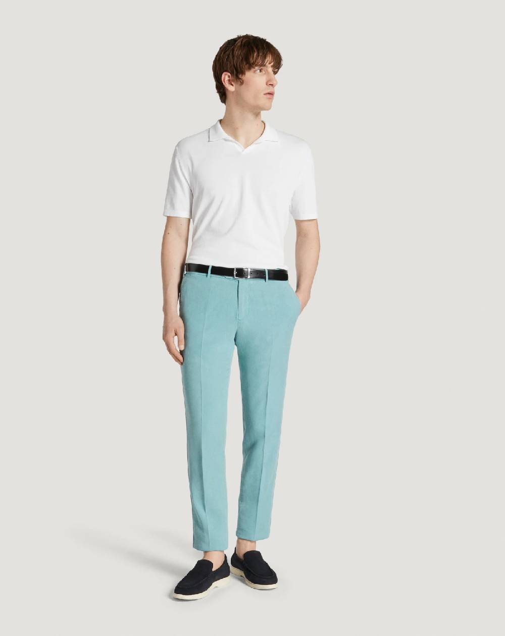 Pt Torino Pantaloni Slim in cotone e lino batavia Offerta San Valentino