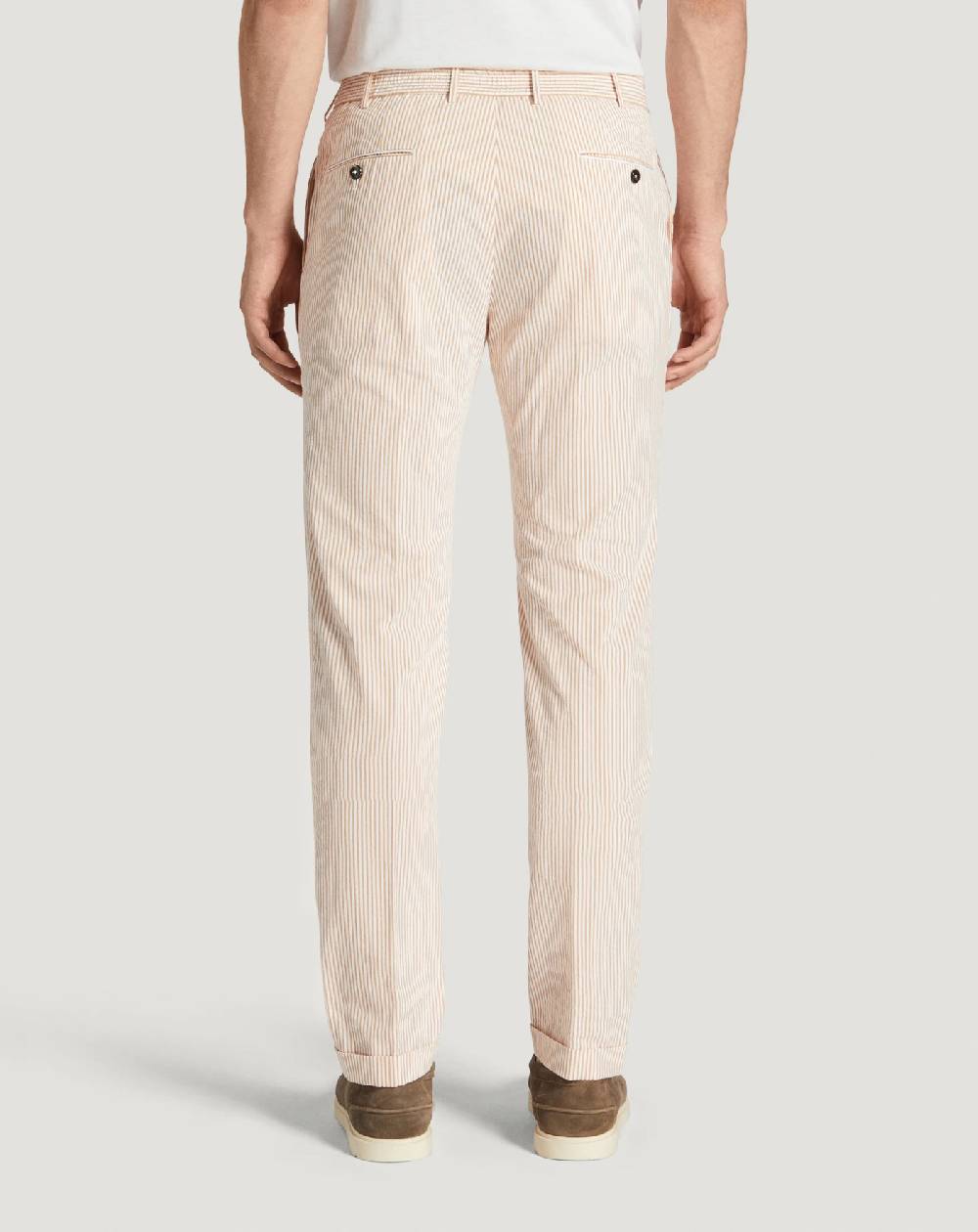 Pt Torino Pantaloni Slim in cotone seersucker a righe Offerta temporanea