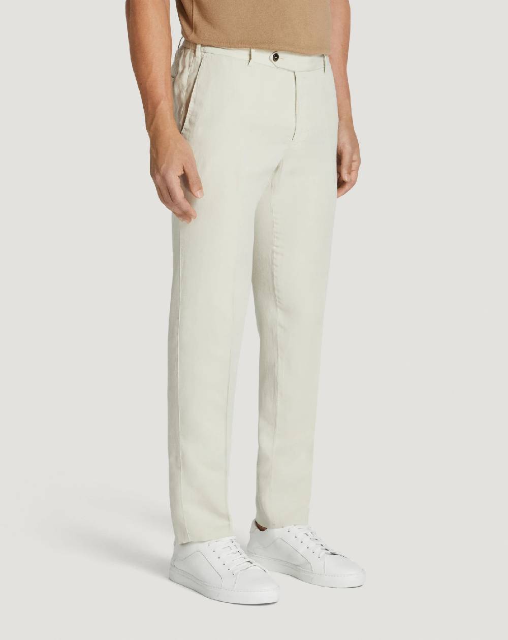 Pt Torino Pantaloni Slim in cotone e lino batavia Offerte esclusive
