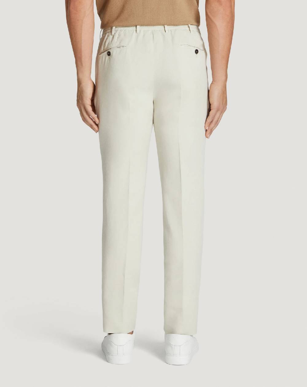 Pt Torino Pantaloni Slim in cotone e lino batavia Offerte esclusive