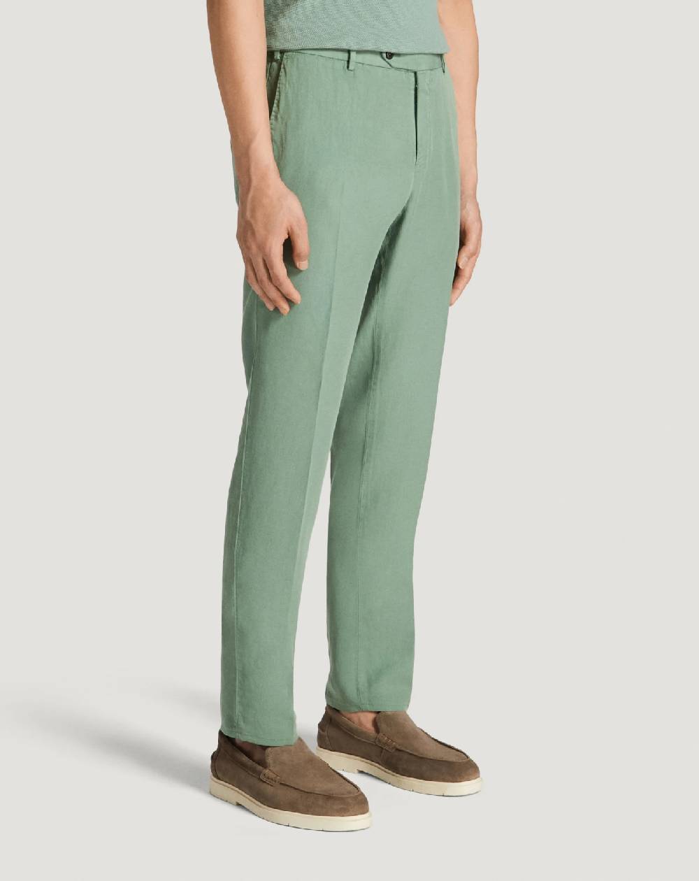 Pt Torino Pantaloni Slim in cotone e lino batavia Liquidazione