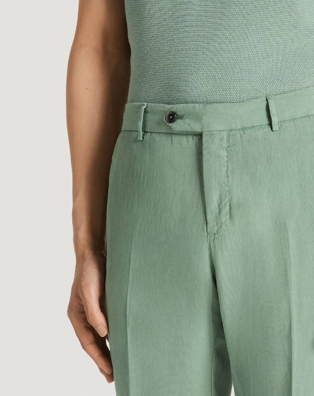 Pt Torino Pantaloni Slim in cotone e lino batavia Liquidazione