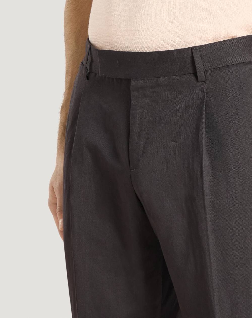 Pt Torino Pantaloni Rebel in gabardina di cotone e lino Sostegno trimestrale