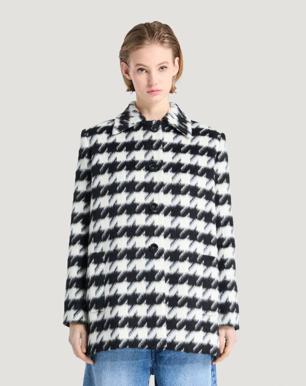 Pt Torino Cappotto in velour pied-de-poule Prezzo Ridotto