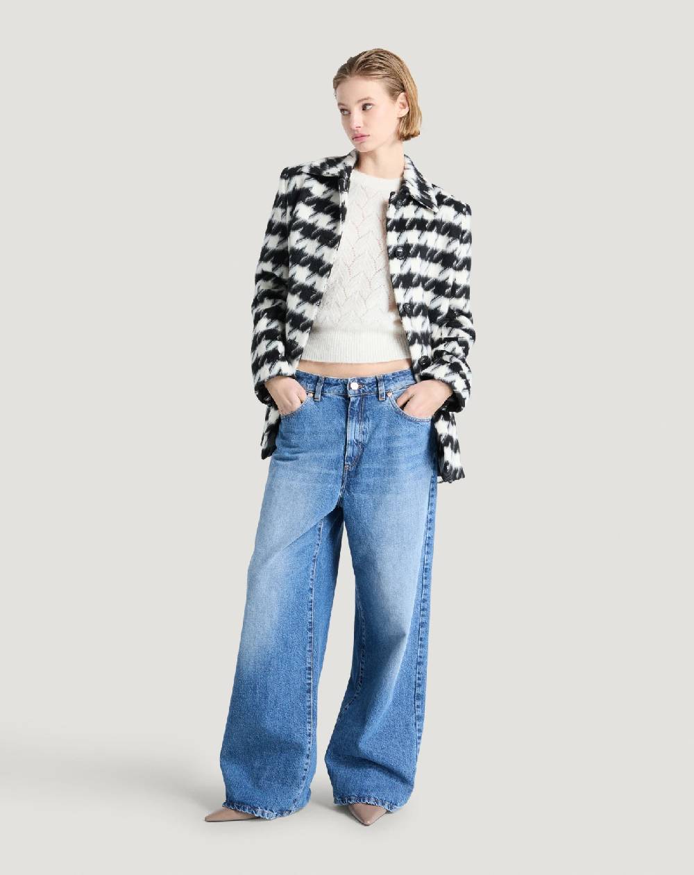 Pt Torino Cappotto in velour pied-de-poule Prezzo Ridotto