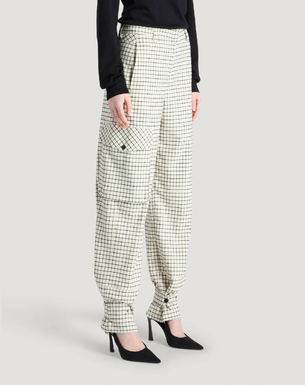 Pt Torino Pantaloni Giselle in lana stretch check Offerte