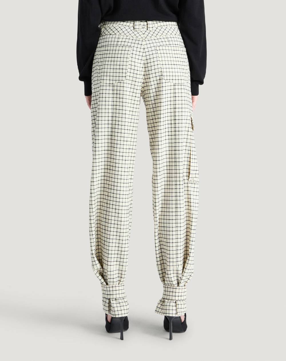 Pt Torino Pantaloni Giselle in lana stretch check Offerte