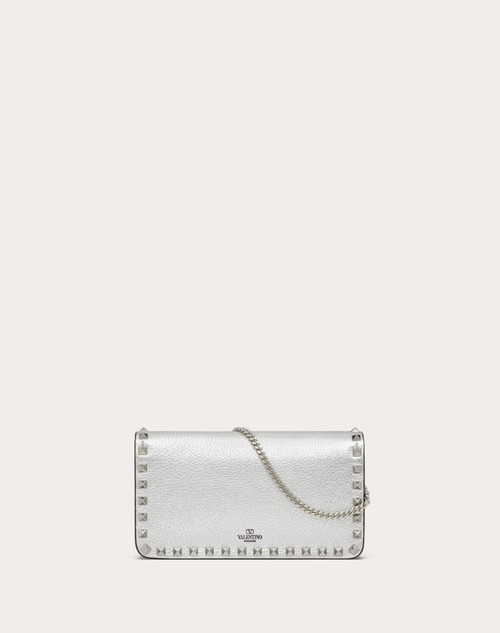 Red Valentino PORTAFOGLIO CON CATENA ROCKSTUD IN VITELLO GRANATO METALLIZZATO Vendita Economica