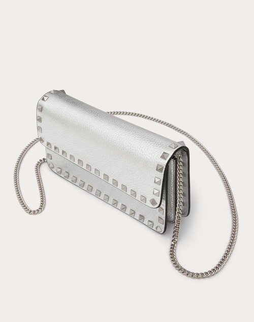 Red Valentino PORTAFOGLIO CON CATENA ROCKSTUD IN VITELLO GRANATO METALLIZZATO Vendita Economica