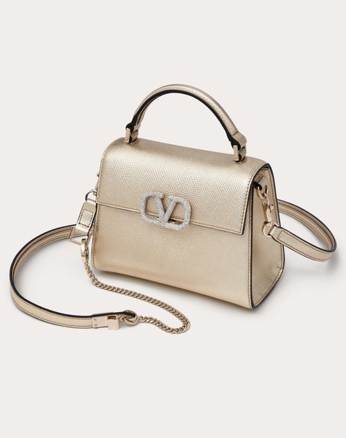 Red Valentino BORSA A MANO MINI VSLING IN VITELLO GRANATO METALLIZZATO Vendite Flash