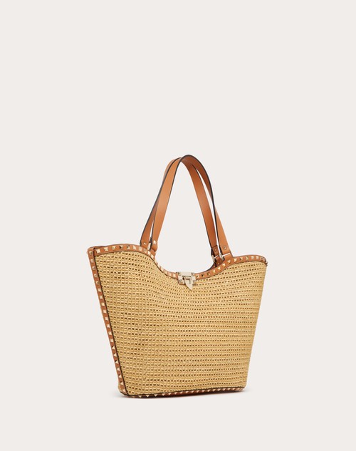 Red Valentino BORSA SHOPPING ROCKSTUD IN RAFIA INTRECCIATA Soddisfazione Garantita