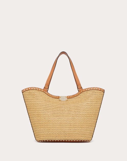 Red Valentino BORSA SHOPPING ROCKSTUD IN RAFIA INTRECCIATA Soddisfazione Garantita