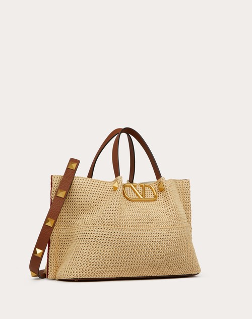 Red Valentino BORSA SHOPPING MEDIA IN RAFIA SINTETICA Sconto
