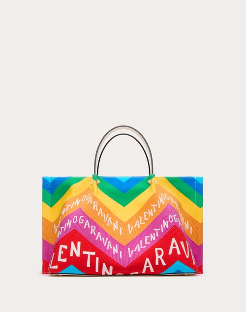 Red Valentino BORSA SHOPPING MEDIA VALENTINO GARAVANI ESCAPE IN CANVAS CON STAMPA CHEVRON24 Offerta