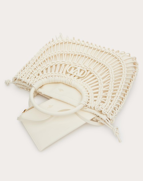 Red Valentino BORSA SHOPPING VALENTINO GARAVANI ALLKNOTS IN PELLE INTRECCIATA In Vendita