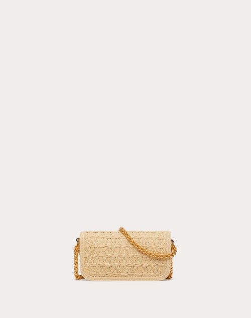 Red Valentino BORSA PICCOLA A SPALLA VALENTINO GARAVANI LOCÒ IN RAFIA CON LOGO GIOIELLO Nuovo