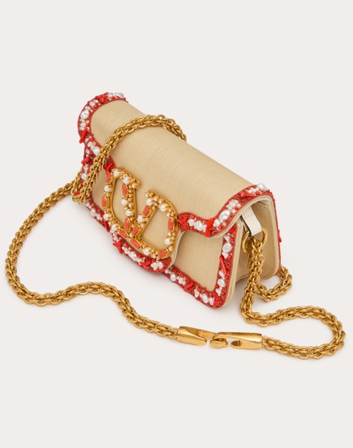 Red Valentino BORSA PICCOLA A SPALLA VALENTINO GARAVANI LOCÒ IN RAFIA CON PROFILO RICAMATO Qualità
