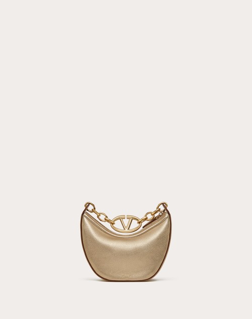 Red Valentino MINI HOBO VLOGO MOON BAG IN VITELLO GRANATO METALLIZZATO CON CATENA Saldi