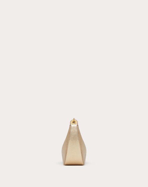 Red Valentino MINI HOBO VLOGO MOON BAG IN VITELLO GRANATO METALLIZZATO CON CATENA Saldi