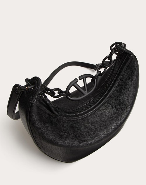 Red Valentino HOBO PICCOLA VLOGO MOON BAG IN VITELLO GRANATO CON CATENA Vendita Economica
