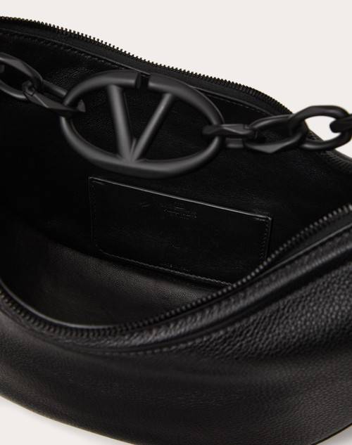 Red Valentino HOBO PICCOLA VLOGO MOON BAG IN VITELLO GRANATO CON CATENA Vendita Economica