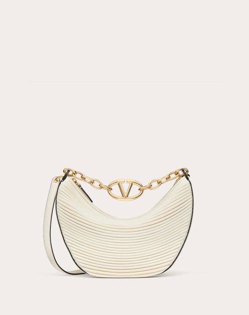 Red Valentino HOBO PICCOLA VLOGO MOON BAG IN NAPPA LAVORATA CON CATENA Saldi Di Fabbrica